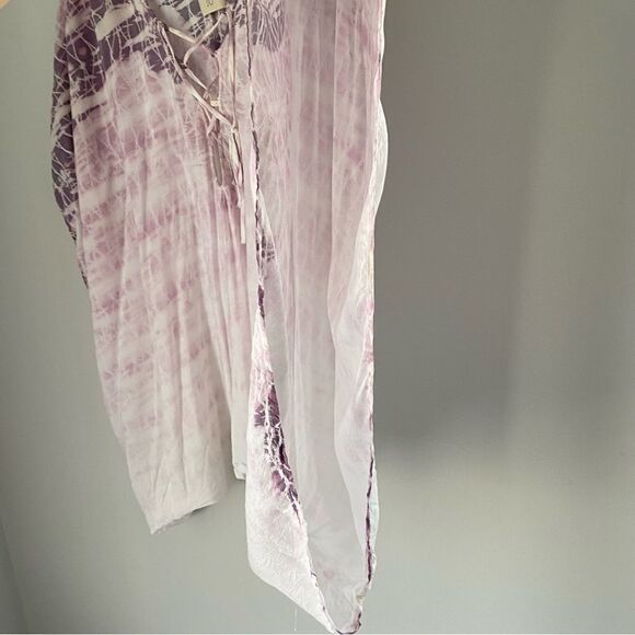 Tina Jo Women’s Tie Dye Lace Up V Neck Swim Coverup OS - Picture 3 of 3